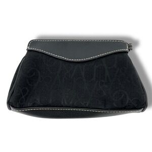 New York & Company Black Monogram Clutch Purse Faux‎ Leather Trim NY&C